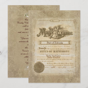 Vintage bröllop-certifikat inbjudningar