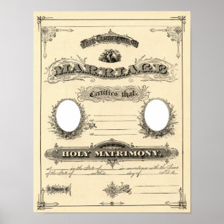 Vintage bröllop-certifikat poster