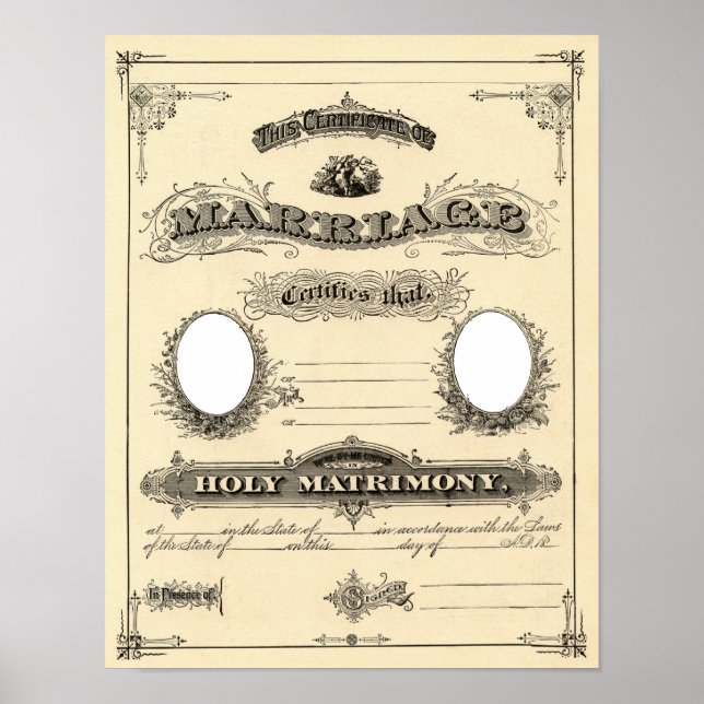 Vintage bröllop-certifikat poster (Framsidan)