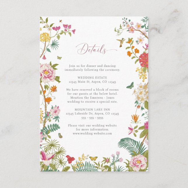 Vintage bröllop-detaljkort tilläggskort (Framsida)