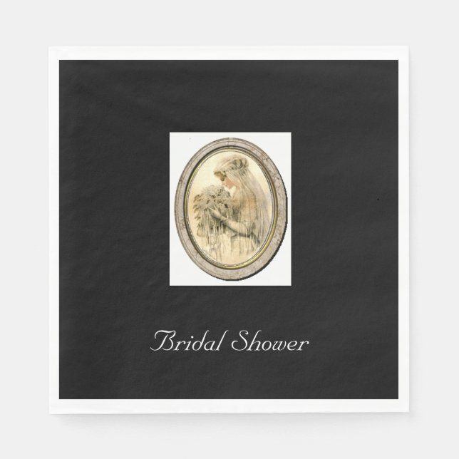 Vintage bröllop Dress Bride Black Möhippa Pappersservett (Framsidan)