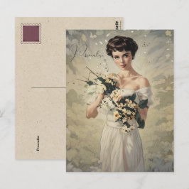 Vintage bröllop Dress Söt Girly Blommigt Photo Vykort