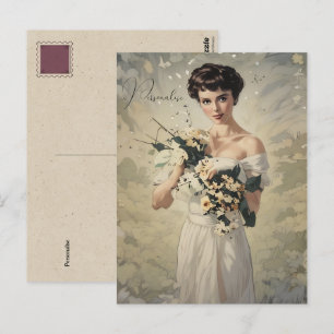 Vintage bröllop Dress Söt Girly Blommigt Photo Vykort