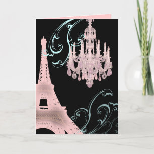 Vintage bröllop för Paris Eiffel tornljuskrona Tack Kort
