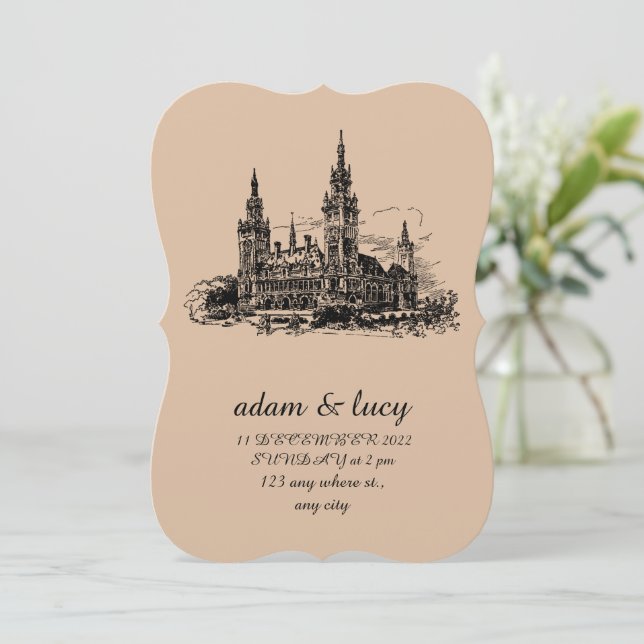 vintage bröllop inbjudan (Stående Fram)