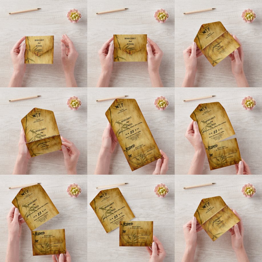 Vintage bröllop japansk bamboo Calligraphy Art