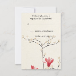 Vintage Bröllop, Japansk Rosa Magnoliaträd OSA Kort