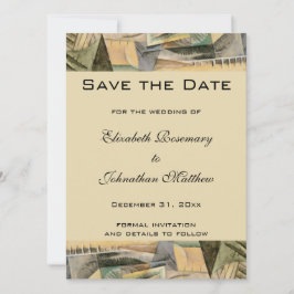 Vintage Bröllop, Jordtoner Färger, Kubism Konst Spara Datumet