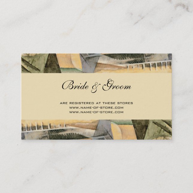 Vintage Bröllop, Jordtonsfärger, Kubism Konst Tilläggskort (Framsida)