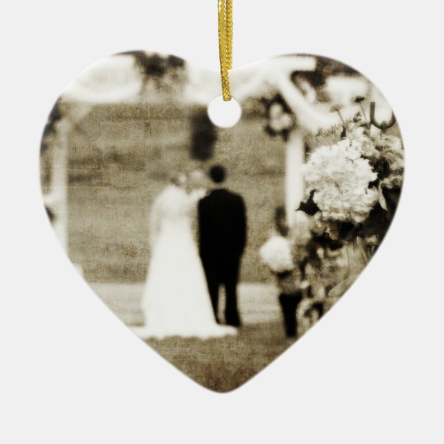 Vintage bröllop julgransprydnad keramik (Framsidan)