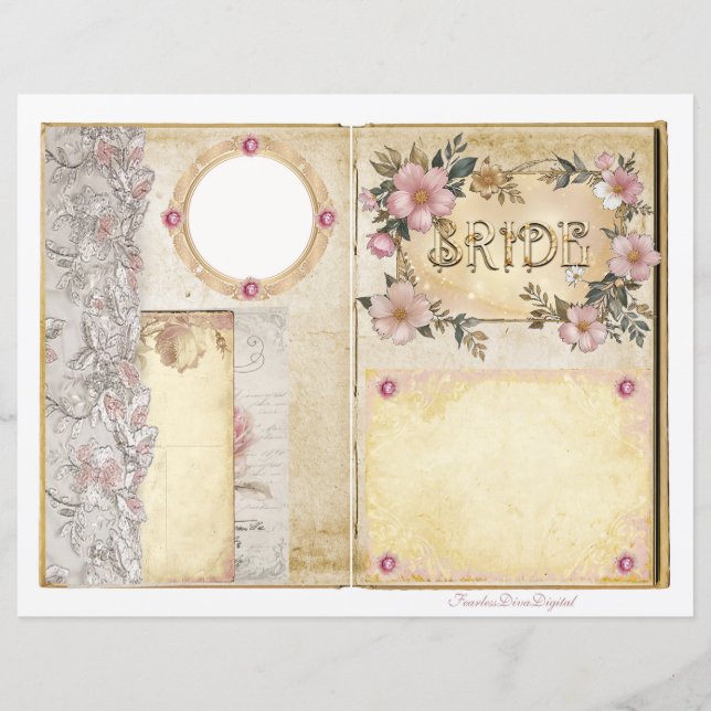 Vintage Bröllop Junk Journal Scrapbook Sida 5 & 6 (Framsida)