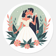 Vintage bröllop Kiss Sticker