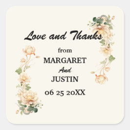 Vintage bröllop Lotus Flower Fyrkantigt Klistermärke