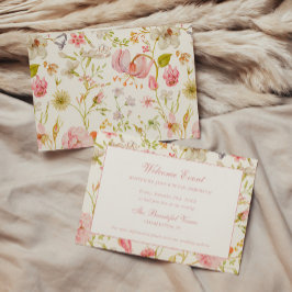 Vintage Bröllop med blomstermönster Tilläggskort