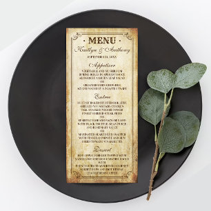 Vintage bröllop Menu Reklamkort