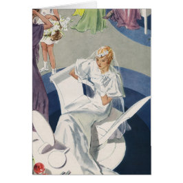 Vintage bröllop, Modern Art Deco Bride i mitten av Hälsningskort