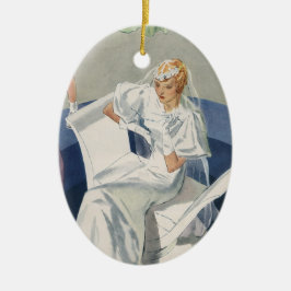 Vintage bröllop, Modern Art Deco Bride i mitten av Julgransprydnad Keramik