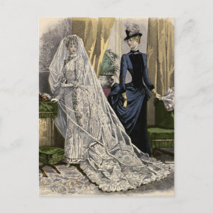 Vintage bröllop Möhippa Porträtt, Victorian Bride Vykort