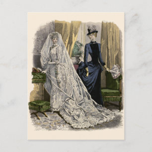 Vintage bröllop Möhippa Porträtt, Victorian Bride Vykort