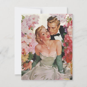 Vintage bröllop, Möhippan Retro Newlyweds Inbjudningar