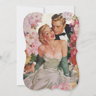 Vintage bröllop, Möhippan Retro Newlyweds Inbjudningar