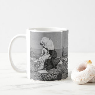 Vintage bröllop, Newlyweds av Beach Kaffemugg