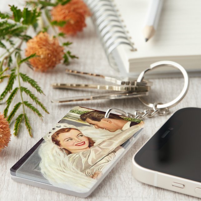 Vintage bröllop Newlyweds, Lycklig Bride och Groom (Högra Framsidan)