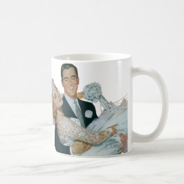 Vintage bröllop Newlyweds, Lycklig Bride och Groom Kaffemugg