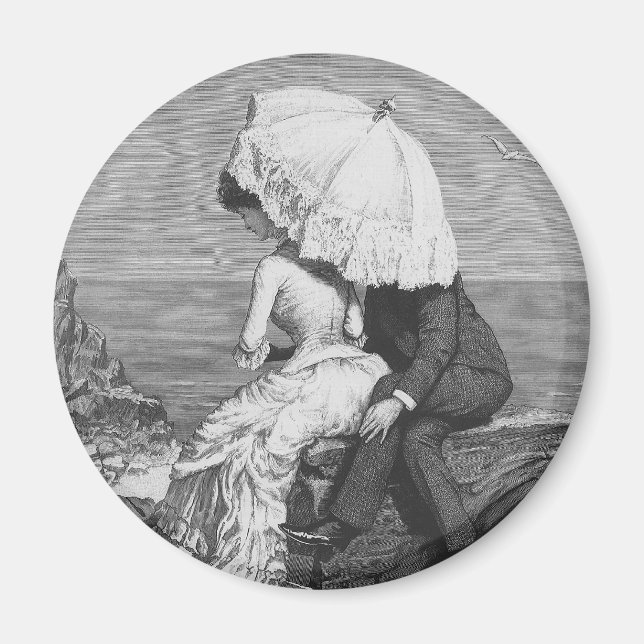 Vintage Bröllop, Nygifta vid Stranden Magnet (Framsidan)