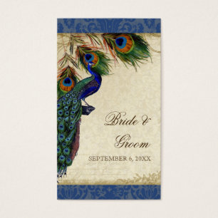 Vintage bröllop Peacock Feathers Favor Gift Märkre Visitkort