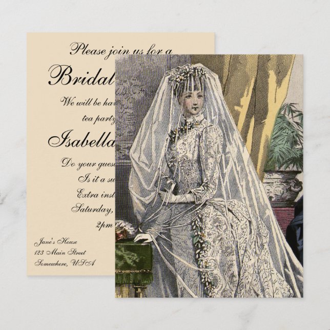 Vintage bröllop Porträtt Möhippa Inbjudningar (Fram/baksida)