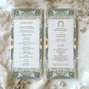 Vintage bröllop-programmet Art nouveau av Mucha Program