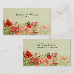 Vintage bröllop, Red Poppy Flowers Blommigt Meadow Visitkort