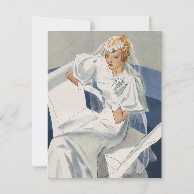 Vintage bröllop Retro Art Deco Möhippa Party Inbjudningar (Framsida)