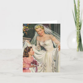 Vintage bröllop, Retro Bride med Flower Girl Kort