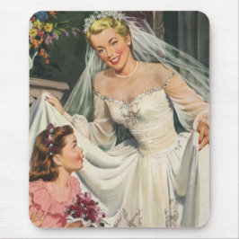 Vintage bröllop, Retro Bride med Flower Girl Musmatta