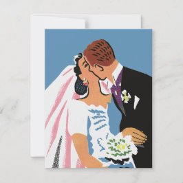 Vintage bröllop, Retro Bride och Groom Kissing