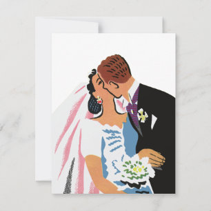 Vintage bröllop, Retro Bride och Groom Kissing