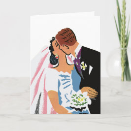 Vintage bröllop, Retro Bride och Groom Kissing Kort
