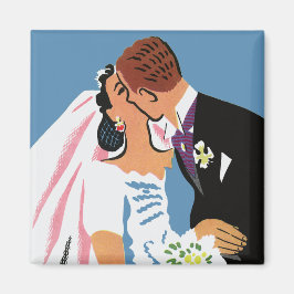 Vintage bröllop, Retro Bride och Groom Kissing Magnet