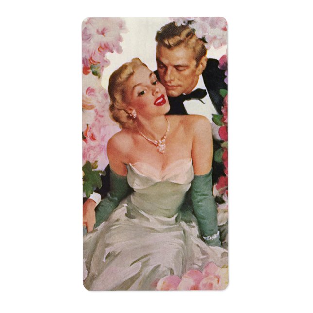 Vintage bröllop, Retro Bride och Groom Newlyweds Fraktsedel (Framsidan)