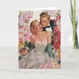 Vintage bröllop, Retro Bride och Groom Newlyweds Kort