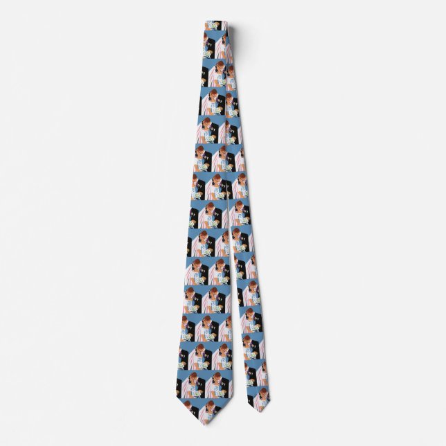 Vintage Bröllop, Retro Brud och Brudgum Kyssar Slips (Framsida)