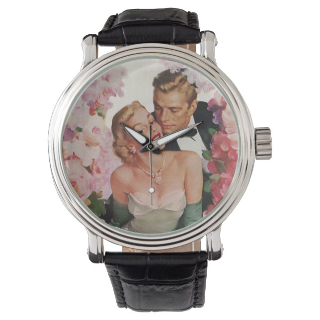 Vintage Bröllop, Retro Brud och Brudgum Nygifta Armbandsur (Framsida)