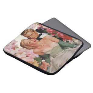 Vintage Bröllop, Retro Brud och Brudgum Nygifta Laptop Sleeve