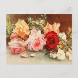 Vintage bröllop, Ro blommor i Antique Meddelande Vykort