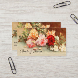 Vintage bröllop, Ro blommor i Antique Visitkort