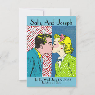 Vintage bröllop Save the Date, Popkonst 50-tal Spara Datumet