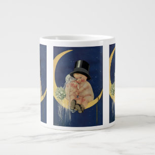Vintage Bröllop, Söt Brud och Brudgum på en Måne Jumbo Mugg