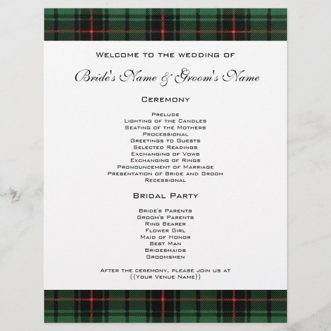 Vintage bröllop, Tartan Davidson Modern Mönster (Framsida)